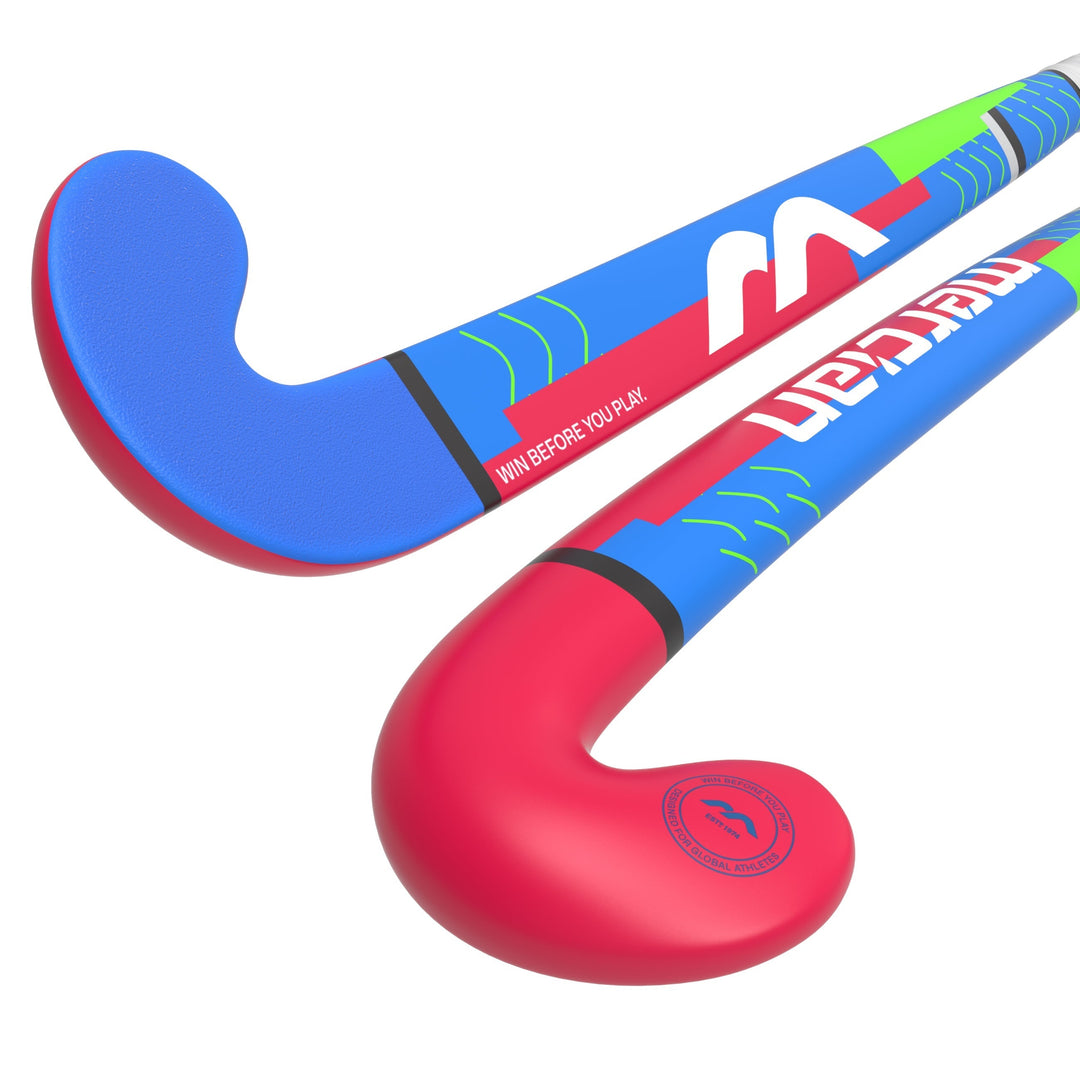 HSGECF5 Hockey Stick RUB_CF_5_Rubine_Pro_2_Sticks_Angled_Head_to_Handle